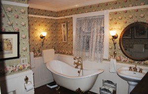 Here’s some of Jim’s handiwork — a historically-accurate bathroom in their charming Victorian vacation home.